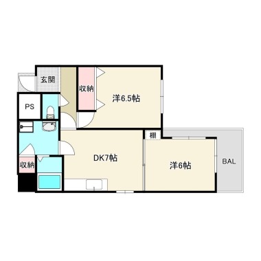 佐古六番町 マンション 2DK 501の間取り図