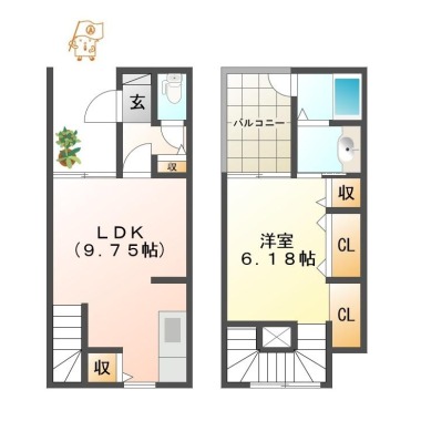 住吉 アパート 1LDK II-1の間取り図