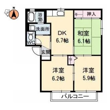 シャーメゾンラヴィE棟 202の間取り図