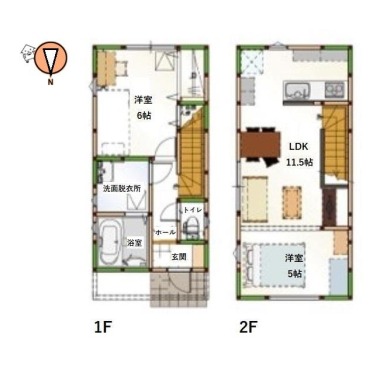 一宮町 一戸建て 2LDK Aの間取り図