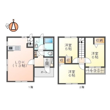 南島田町 一戸建て 3LDK Eの間取り図