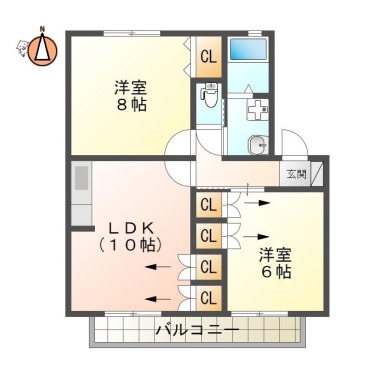 南二軒屋町 アパート 2LDK 105の間取り図