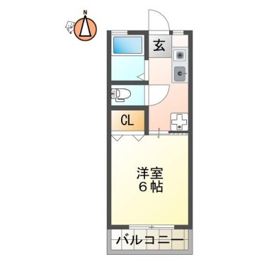 佐古五番町 マンション 1K 204の間取り図