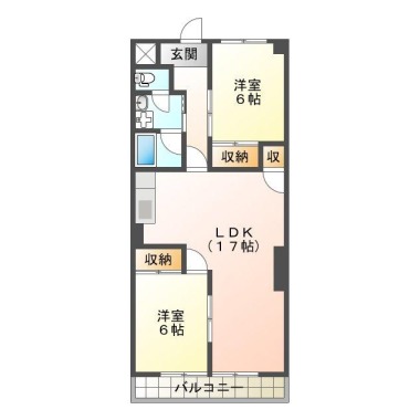 金沢 マンション 2LDK 104の間取り図