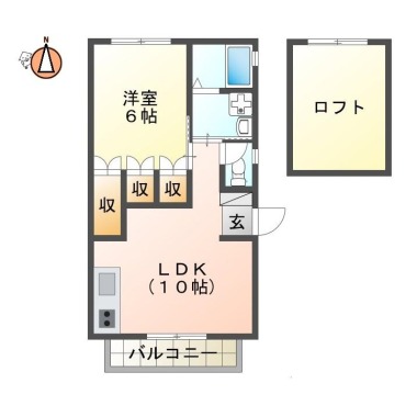 国府町府中 アパート 1LDK 202の間取り図