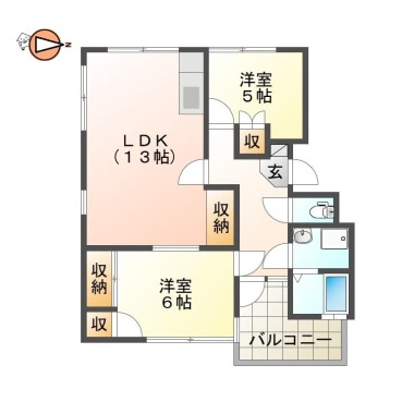 国府町和田字表 マンション 2LDK 3-201の間取り図