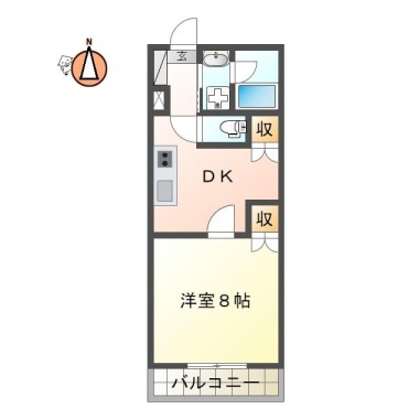 中洲町 マンション 1DK 204の間取り図