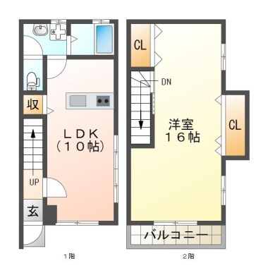 川内町沖島 アパート 1LDK Cの間取り図