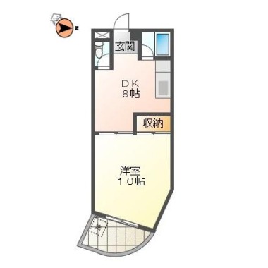 南佐古七番町 マンション 1DK 303の間取り図