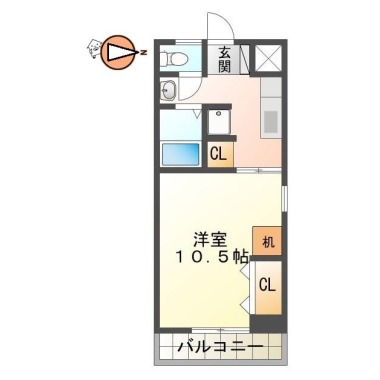 万代町 マンション 1K 207の間取り図