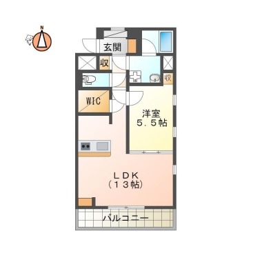 北常三島町 マンション 1LDK 501の間取り図