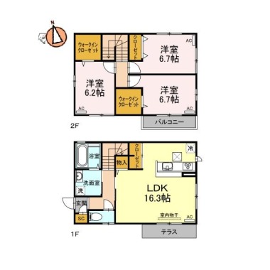 D-room八万 Bの間取り図