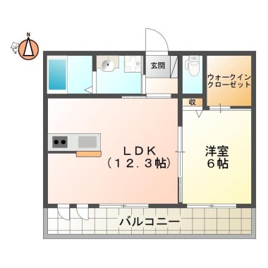 国府町中 アパート 1LDK 202の間取り図