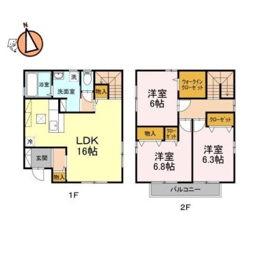 中徳島一戸建賃貸住宅 Aの間取り図