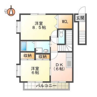 春日 アパート 2DK B202の間取り図