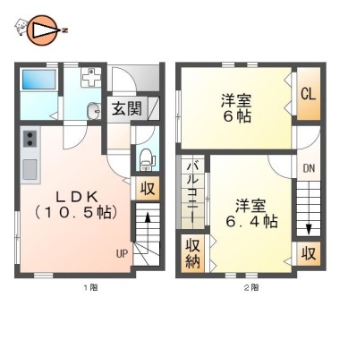 八万町 アパート 2LDK Dの間取り図