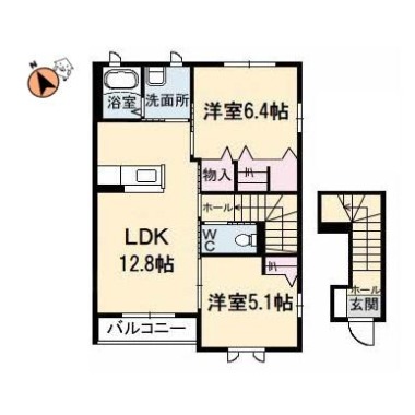 花ぽーと B棟 B202の間取り図