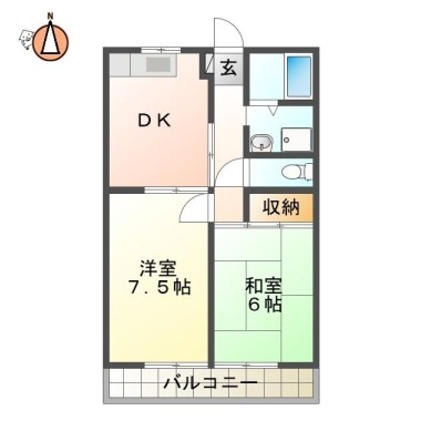 庄町 マンション 2DK 102の間取り図