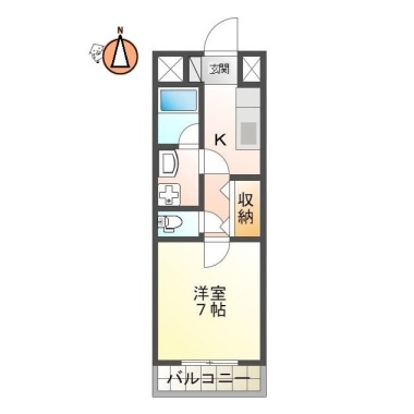 南庄町 マンション 1DK 308の間取り図