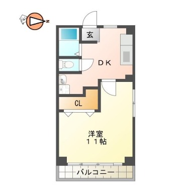 昭和町 マンション 1DK 105の間取り図