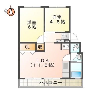 春日 マンション 2LDK 202の間取り図