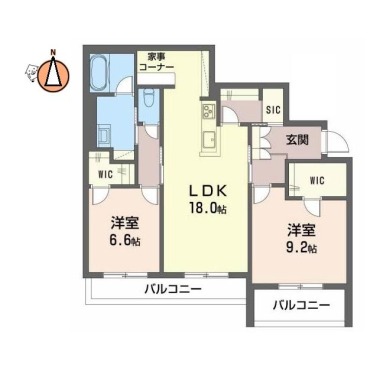 ベレオ南佐古 202の間取り図