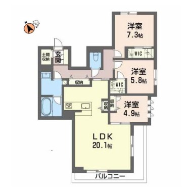 グランフォーレ蔵本 301の間取り図