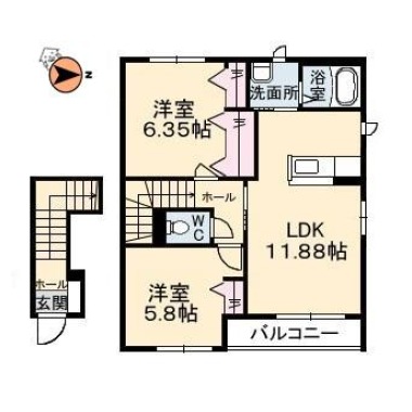 シャーメゾンプランドール F棟 202の間取り図