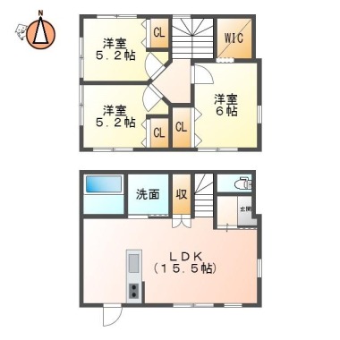 大和町 一戸建て 3LDK Bの間取り図