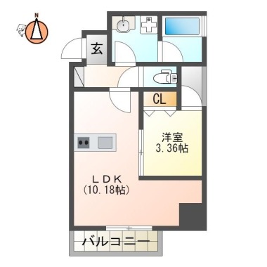 幸町 マンション 1LDK 202の間取り図