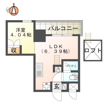 幸町 マンション 1DK 405の間取り図