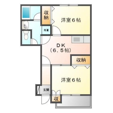 西新浜町 アパート 2DK 102の間取り図