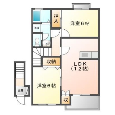 西新浜町 アパート 2LDK 202の間取り図