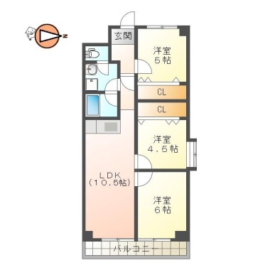 西新浜町 マンション 3LDK 506の間取り図