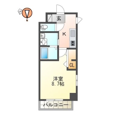 西新町4丁目 マンション 1K 201の間取り図