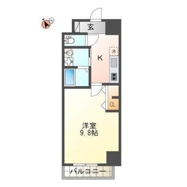 西新町4丁目 マンション 1K 208の間取り図