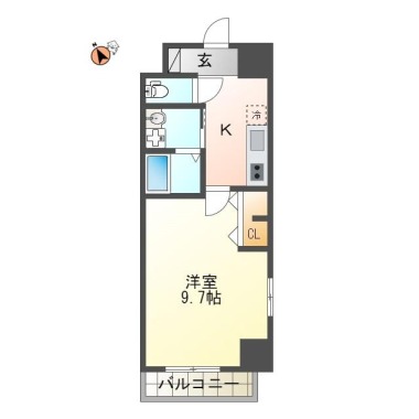 西新町4丁目 マンション 1K 210の間取り図