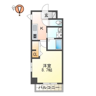 西新町4丁目 マンション 1K 506の間取り図