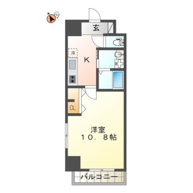 西新町4丁目 マンション 1K 507の間取り図