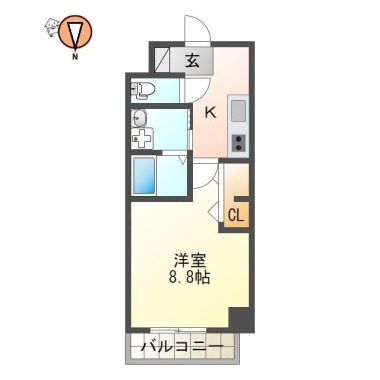 西新町4丁目 マンション 1K 705の間取り図