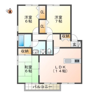 末広 アパート 3LDK 203の間取り図