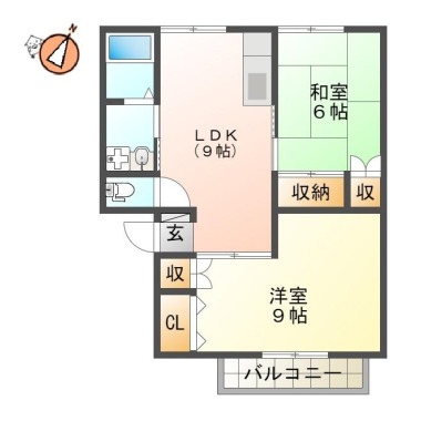 南矢三町 アパート 2DK 21の間取り図