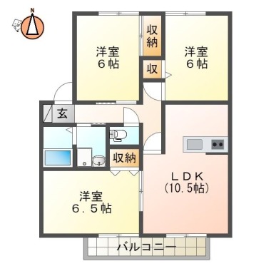 金沢 アパート 3LDK 203の間取り図