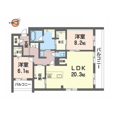 ベレオ西新町 201の間取り図