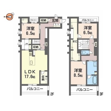 ベレオ西新町 203の間取り図