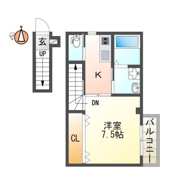 川内町 アパート 1K 201の間取り図