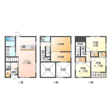 北矢三町 一戸建て 3LDK Dの間取り図