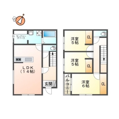 八万町 一戸建て 3LDK Aの間取り図