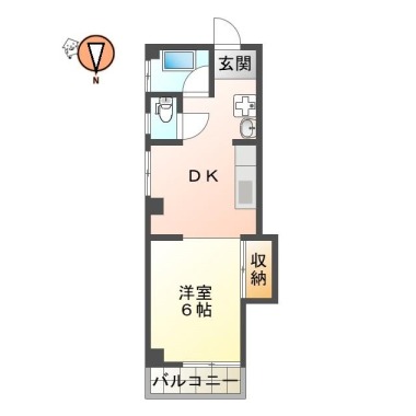 北前川町 マンション 1DK 401の間取り図