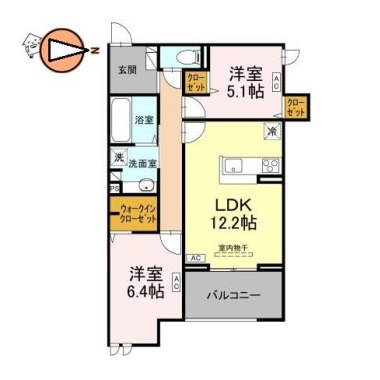 (仮)ドゥ・アムール 201の間取り図